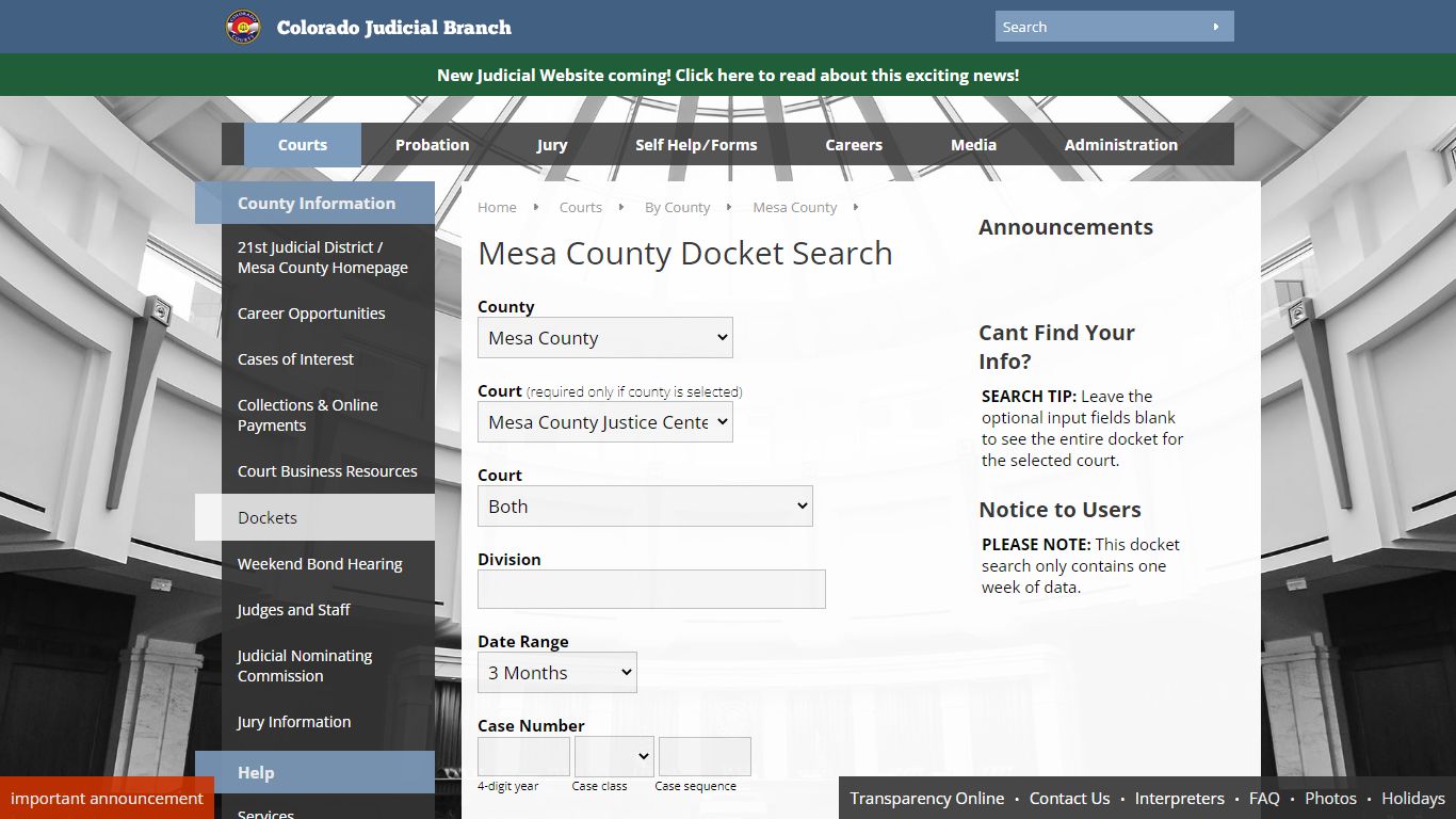 Colorado Judicial Branch - Mesa County - Dockets